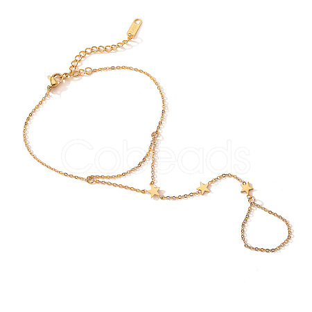 Stainless Steel Cable Chain Ring Bracelets for Women PW-WG42E53-01-1