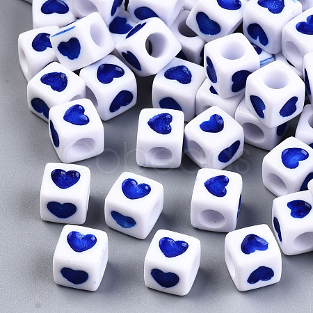 Opaque Acrylic European Beads X-OPDL-S078-09-1