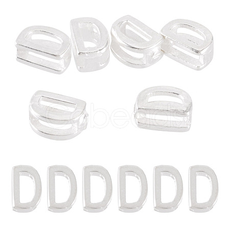6Pcs 925 Sterling Silver Hollow Initial Beads STER-TA0001-53D-1