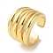 Rack Plating Brass Cuff Rings, Long-Lasting Plated, Lead Free & Cadmium Free, Real 18K Gold Plated, Adjustable