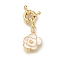 Brass Spring Ring Clasps, with Enamel, Flower Charms, Real 18K Gold Plated, 40mm