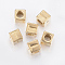 304 Stainless Steel Large Hole Letter European Beads, Horizontal Hole, Cube with Letter.T, Golden, 8x8x8mm, Hole: 5mm