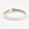 PU Leather Watch Band Strap, Watch Belt, Fit Slide Charms, with Iron Clasps, Platinum, White, 8-3/4 inch(22.3cm), 7.5x1.5mm