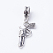 Tibetan Style Alloy European Dangle Charms, Large Hole Pendants, Gun, Antique Silver, 35mm, Hole: 5mm, pendant: 23x12x3mm