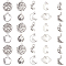 PandaHall Elit 165pcs 10 Style Moon & Star Alloy Ring Pendants and Links Connector, Antique Silver, 10.5~22.5x9~20.5x1~2mm, Hole: 1.5~3mm