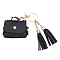 Imitation Leather Wireless Earbud Carrying Case, Earphone Storage Pouch with Keychain & Tassel, Handbag Shape, Black, 127.5mm