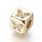 Brass Beads, with Micro Pave Cubic Zirconia, Cube with Butterfly, Clear, Golden, 6x6x6mm, Hole: 3mm