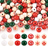 140Pcs 7 Styles Painted Natural Wood European Beads WOOD-TA0001-65-1