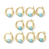 Synthetic Turquoise Round Beaded Hoop Earrings EJEW-A099-03G-03-1