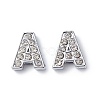 Alloy Initial Slide Charms with Grade A Rhinestones ALRI-R032-A-FF-4