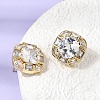 Brass Pave Cubic Zirconia & Glass Stud Earrings EJEW-G471-03G-5