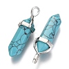 Dyed Synthetic Turquoise Pointed Pendants G-F295-03A-2