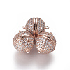 Brass Micro Pave Cubic Zirconia Magnetic Clasps with Loops ZIRC-L082-E-01-2