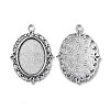 Tibetan Style Antique Silver Alloy Flat Oval Pendant Cabochon Settings X-TIBEP-M022-19AS-3