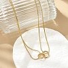 304 Stainless Steel Double Layer Snake Chain 2-Ring Link Necklaces NJEW-R017-01G-1