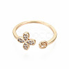 Brass Micro Pave Clear Cubic Zirconia Peg Bails Cuff Finger Ring Settings KK-S360-014-NF-3