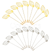 40Pcs 2 Styles Leaf Stainless Steel Round Tray Stick Lapel Pins JEWB-SC0001-75D-1