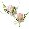 2Pcs 2 Style Silk Cloth Imitation Rose Corsage Boutonniere AJEW-CP0001-61B-1