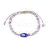 Evil Eye Lampwork & Glass Seed Braided Bead Bracelet BJEW-JB09706-3