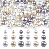 GOMAKERER 222Pcs 9 Styles ABS Plastic Imitation Pearl Round Beads KY-GO0001-03-1