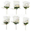 Cloth Rose Flower Boutonniere Brooch with Rhinestone AJEW-WH0258-294C-2