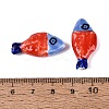 Hand Painted Fish Shaped Porcelain Beads PORC-N013-06G-3
