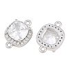 Brass Micro Pave Clear Cubic Zirconia Connector Charms CU-CBA7BFE-01A-P-2