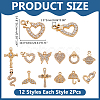 24Pcs 12 Styles Alloy Crystal Rhinestone Pendants FIND-WR0012-69-2