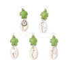 15Pcs 15 Styles Natural Cowrie Shell & Dyed Synthetic Turquoise Turtle Copper Wire Wrapped Pendants PALLOY-JF04034-2