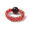 Glass Seed Beaded Stretch Finger Rings RJEW-MZ00019-5