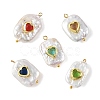 Natural Baroque Keshi Pearl & Glass Pendants PALLOY-JF05928-02-1