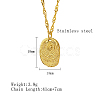 304 Stainless Steel Textured Oval Pendant Necklaces QQ8734-1-3