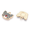 Light Gold Plated Alloy Enamel Charms ENAM-T009-79A-RS-2