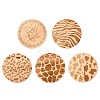5Pcs 5 Colors Wood Coaster AJEW-CJ0001-67-1