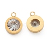 304 Stainless Steel Rhinestone Charms STAS-Z009-16G-2