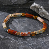 Vintage Bohemian Synthetic Aqua Terra Jasper & Non-magnetic Hematite & Natural Picture Jasper Cuboid Beaded Stretch Bracelets for Men YF8197-3