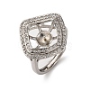 Rhombus Brass Micro Pave Clear Cubic Zirconia Adjustable Ring Settings KK-D378-34P-1