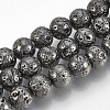 Electroplated Natural Lava Rock Beads Strands G-T061-55D-6mm-1