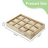 12 Slots Wooden Covered with Linen Bracelet & Bangle & Watch Display Trays BDIS-WH0008-12-2