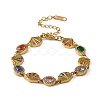 Ocean Theme 304 Stainless Steel Rhinestone Link Chain Bracelets for Women SA-CBA183D-09A-G-2