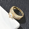 Adjustable Brass Finger Rings with Round Cubic Zirconia Center & Baguette Accents for Women CU-CBA7E55-16G-3