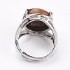 Adjustable Natural Tiger Eye Finger Rings RJEW-F075-01A-3