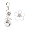 Flower Angel Glass Pearl & Glass Seed Pendant Decorations HJEW-MZ00239-01-1