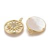 Brass Micro Pave Clear Cubic Zirconia Shell Pendants X-ZIRC-Z001-04G-2