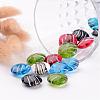 Mixed Color Flat Round Handmade Gold Sand Lampwork Beads X-DT338J-3