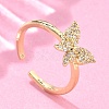 Adjustable Brass Micro Pave Clear Cubic Zirconia Cuff Rings RJEW-G096-42G-1