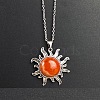 Natural Red Jasper Sun Pendant Alloy Chain Vintage Necklaces LS-WB3716-8-1