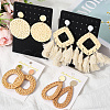 4 Pairs 4 Styles Rattan Dangle Stud Earrings EJEW-SP0001-16C-7