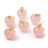 Natural Rose Quartz Teacher Apple Charms G-Z022-02I-G-1