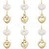 6Pcs Brass & Natural Pearl Heart Pendants KK-BBC0019-31-6